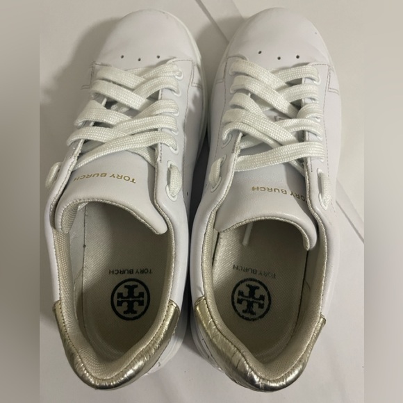 Tory Burch Howell Court Women Size 5M White Leather Lace Up Casual Sneaker - Picture 12 of 14